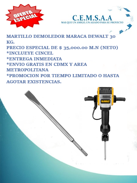 Cemsaa, oferta de venta demoledor marca dewalt...