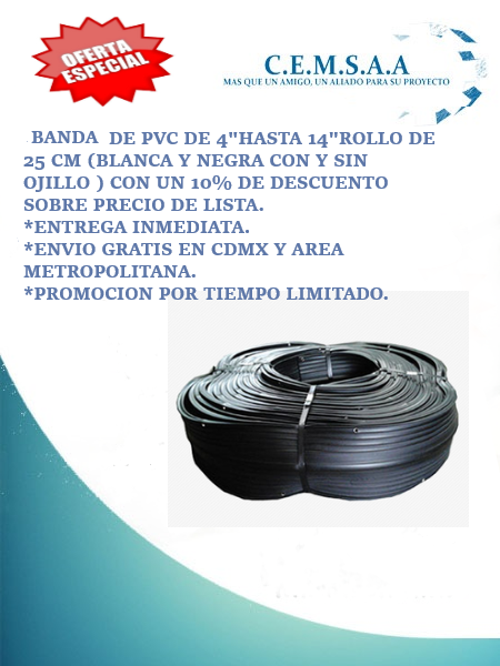 Cemsaa, oferta de venta banda pvc para cimbra...